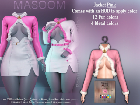 Second Life Marketplace - [[ Masoom ]] Rogue Queen Jacket - Pink